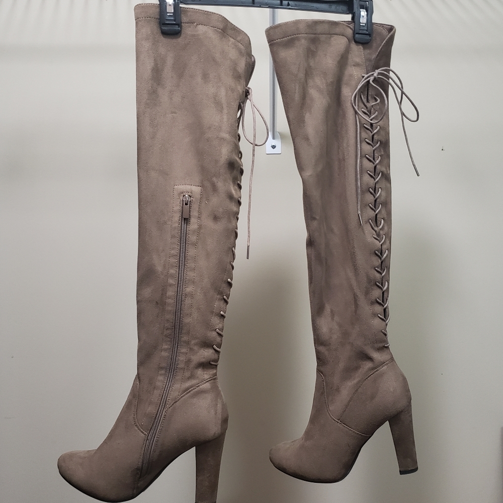 NEW Top Moda Lace up thigh high boots